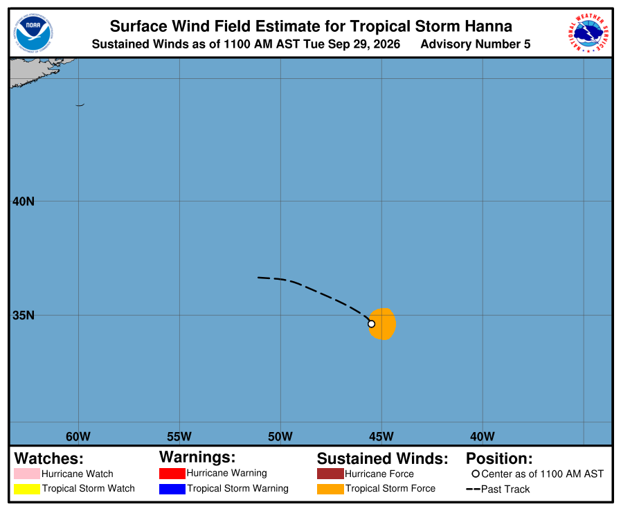 Tropical Storm Hanna - Current Wind