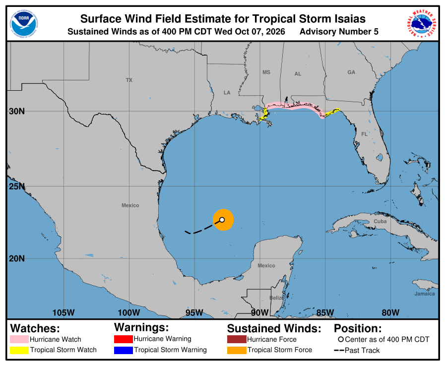 Tropical Storm Isaias - Current Wind