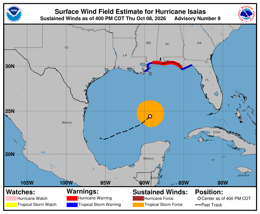 Hurricane Isaias - Current Wind