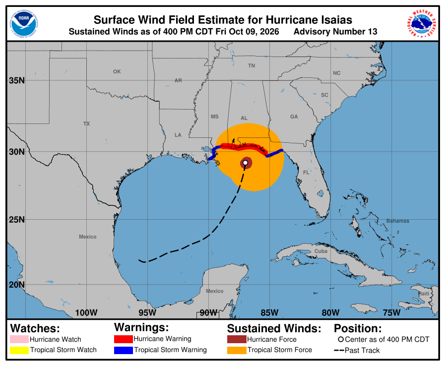 Hurricane Isaias - Current Wind
