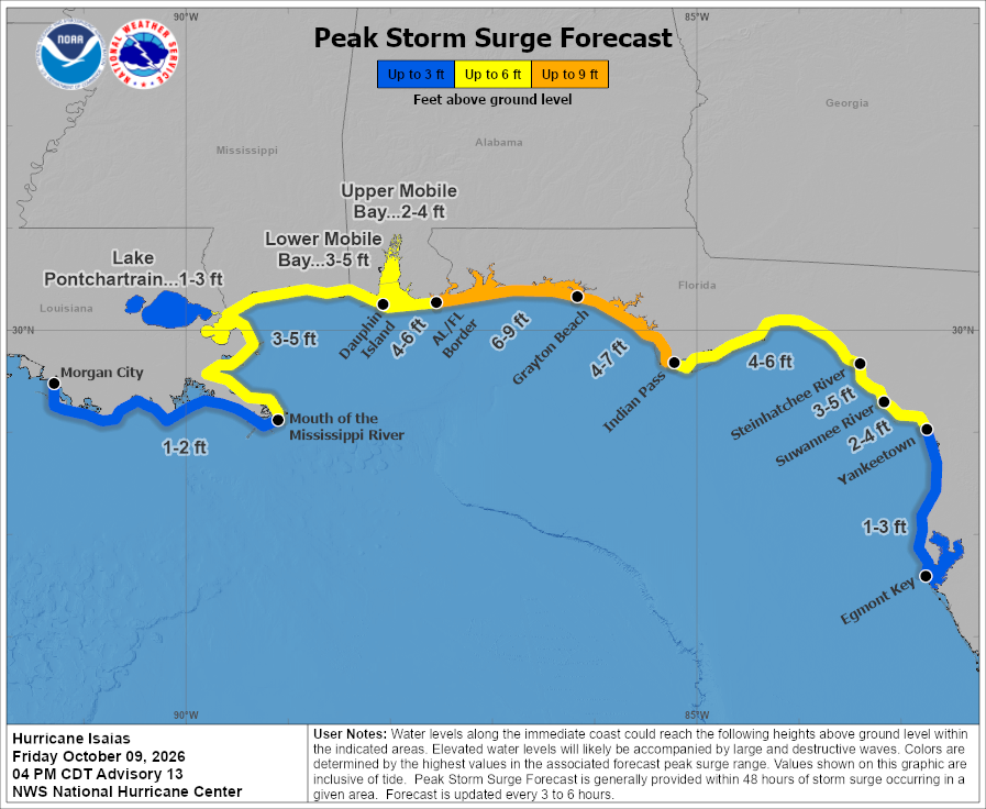 Hurricane Isaias - Peak Storm Surge