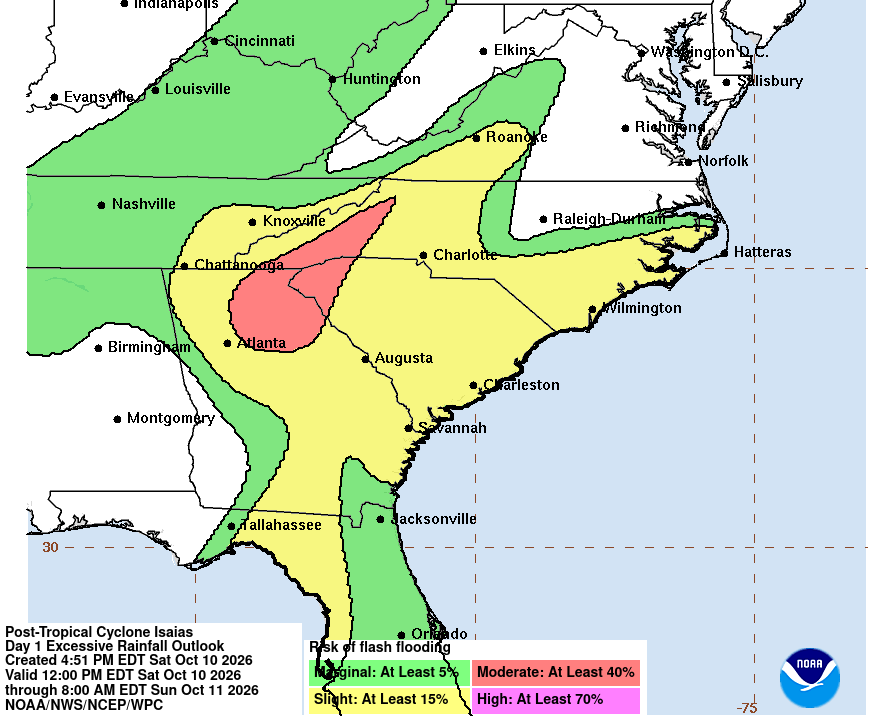 Post-Tropical Cyclone Isaias - Flash Flood Risk