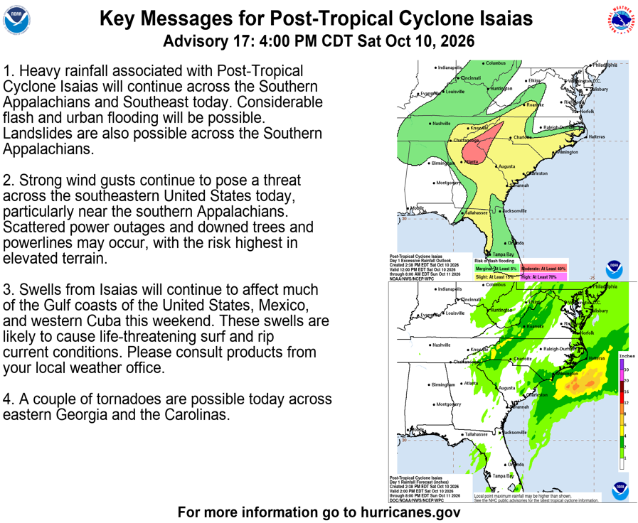 Post-Tropical Cyclone Isaias - Key Messages