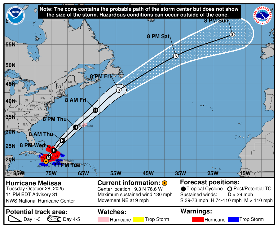 Hurricane Melissa - 5 Day Cone Hurricane Melissa - 5 Day Cone
